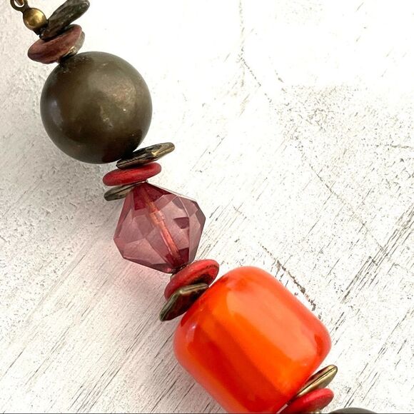 Chicos red, orange and black beaded statement necklace - Picture 10 of 12